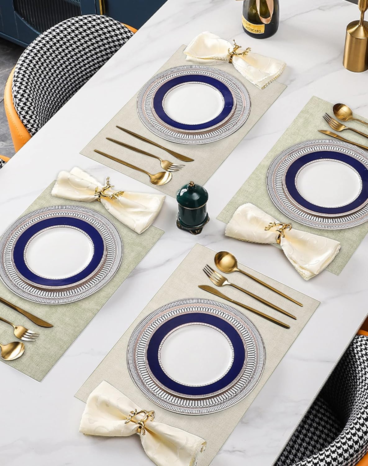 SUEH DESIGN Leather Placemats Set of 6 Reversible Table Mats Heat Resistant Waterproof No-Slip