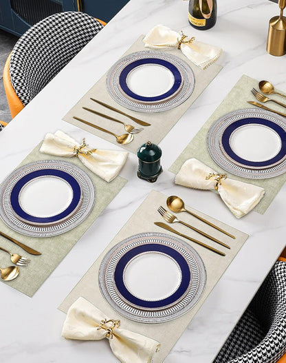 SUEH DESIGN Leather Placemats Set of 6 Reversible Table Mats Heat Resistant Waterproof No-Slip