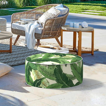 LVTXIII Outdoor/Indoor Round Inflatable Ottoman, All Weather Patio Footstool, Portable Footrest