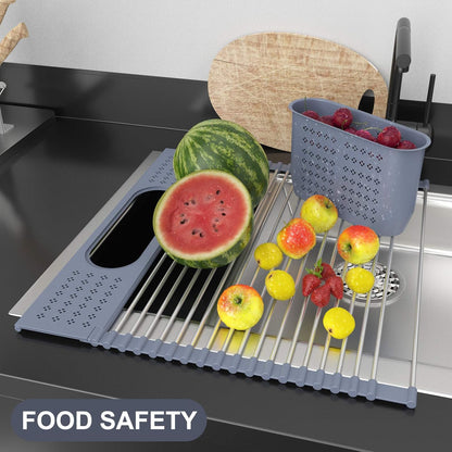 LEMIKKLE Roll Up Dish Drying Rack 17.5" x 15.2" Over The Sink Dish Drying Rack, Multi-Purpose
