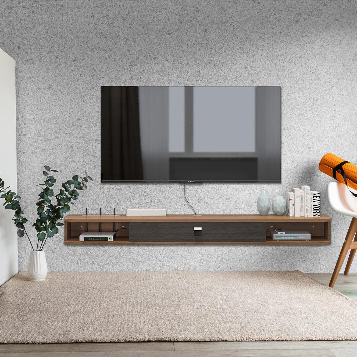 Pmnianhua Floating TV Shelf, 47'' Wall Mounted TV Stand Floating TV Console Media Entertainment