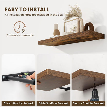 Fun Memories Floating Shelves for Wall - 10" x 10" Wood Shelf with Invisible Bracket - Deep