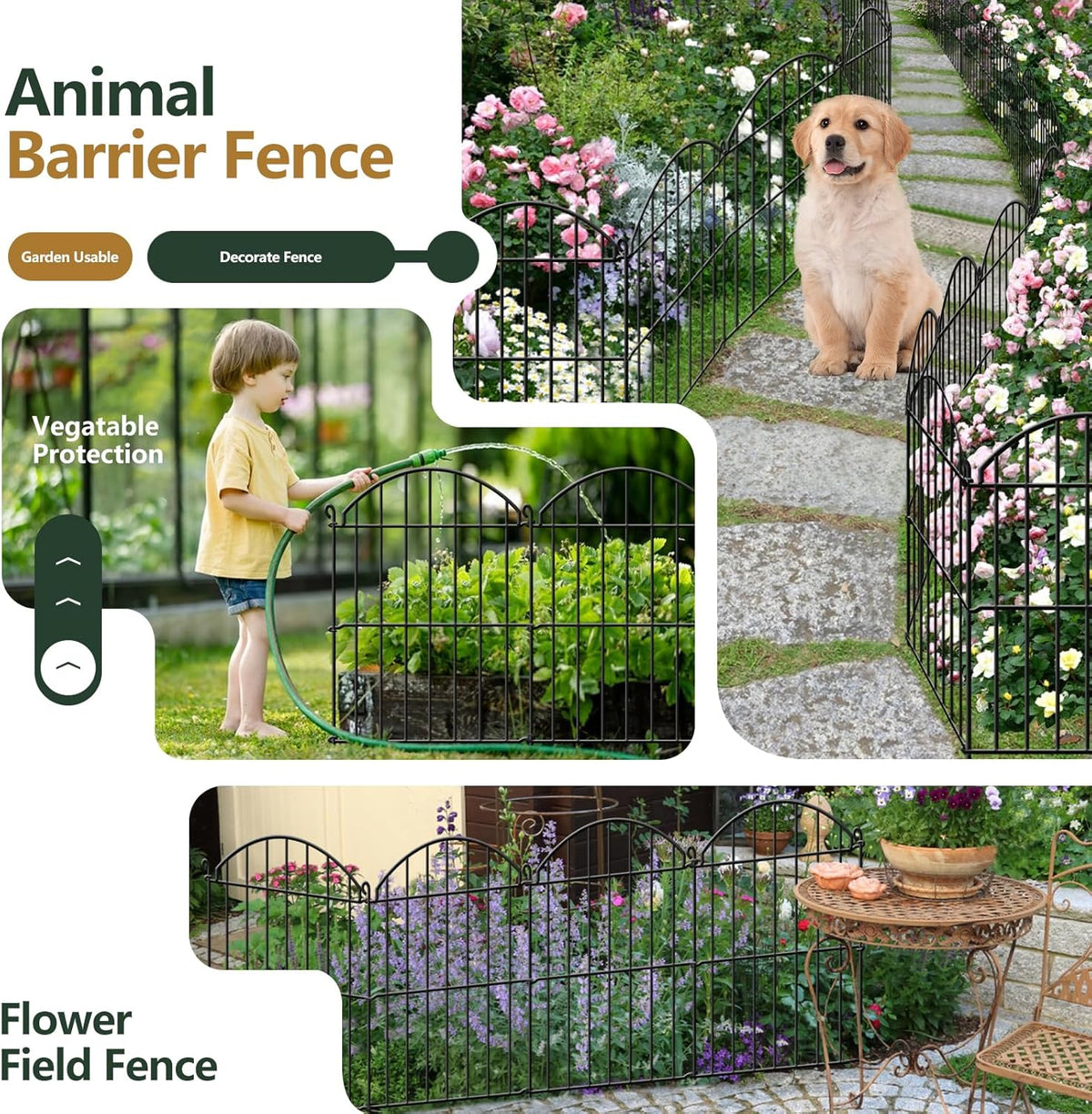 32 Panels Garden Fence, 34ft x 23in Animal Barrier Fences for Rabbits Dogs, Rustproof Metal Gardens