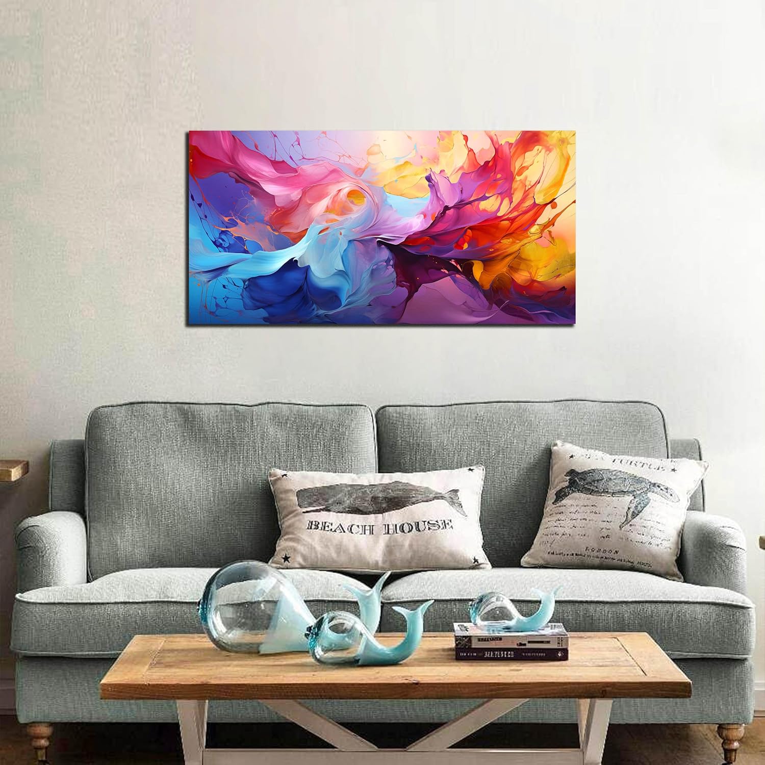 GUGIKA Abstract Wall Art for Living Room, Colorful Canvas Wall-Art for Bedroom, Print Paintings