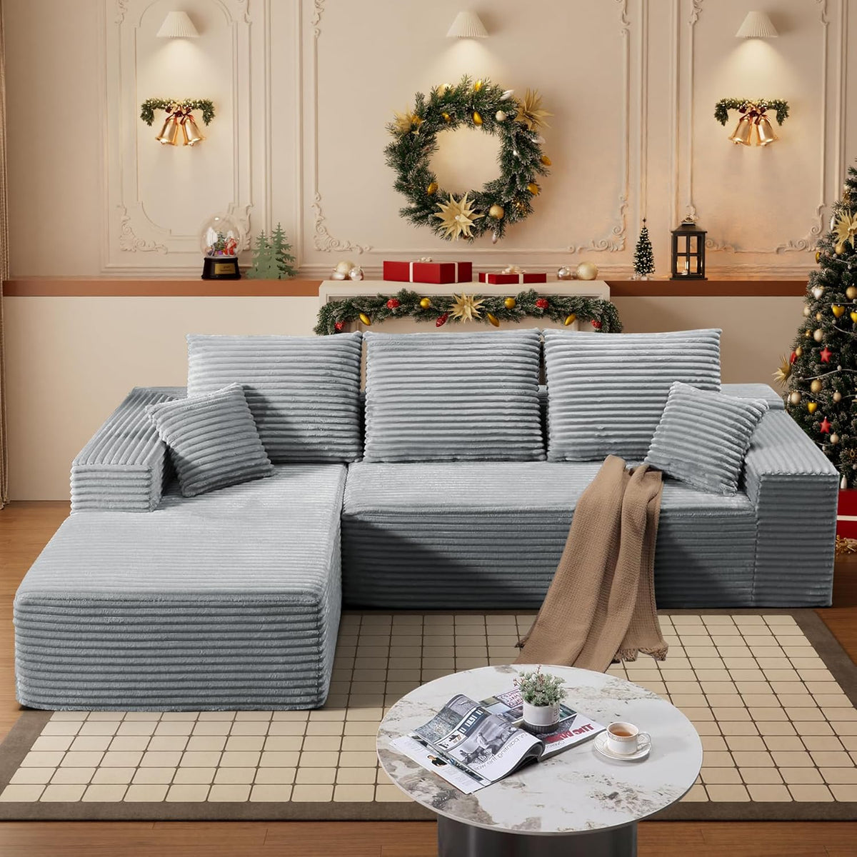 HYJT-H&K Modular Sectional Sofa Cloud Couch, 107" Comfy L Shaped Sectional Couches for Living Room