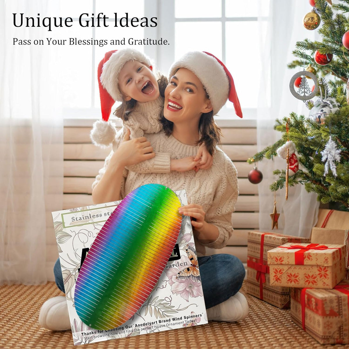 Wind Spinner Rainbow Wave Wind Spinners for Yard and Garden,15in Hanging Kinetic Yard Art Wind