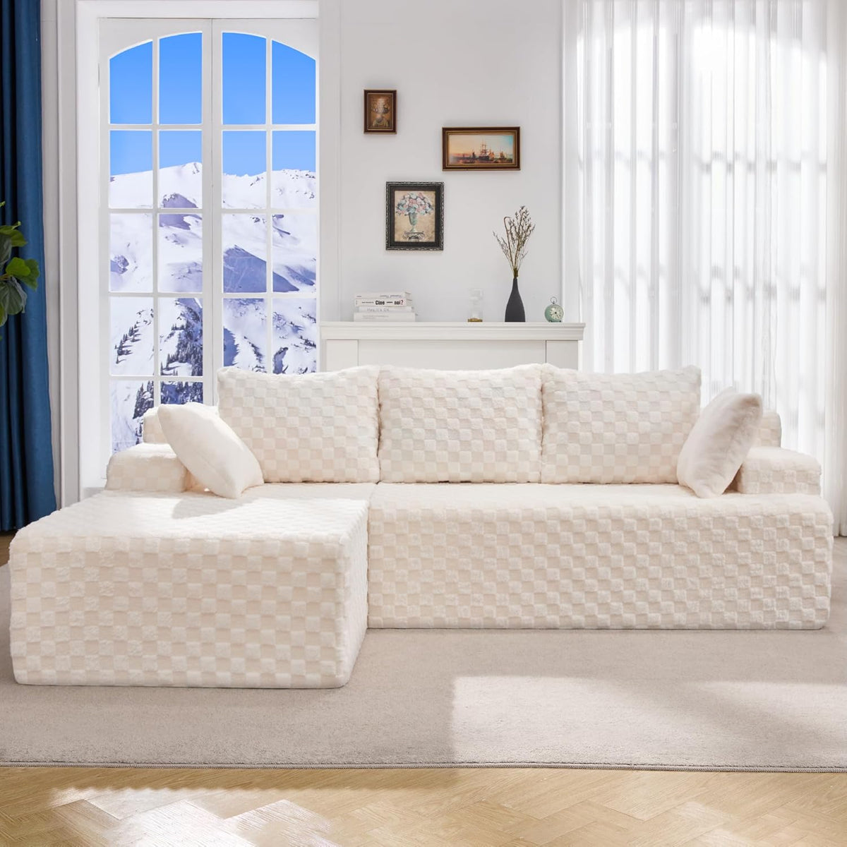 Hobestluk 96” Modular Sectional Sofa Couches L-Shape Couch 3 Seat Modular Sofa Memory Foam