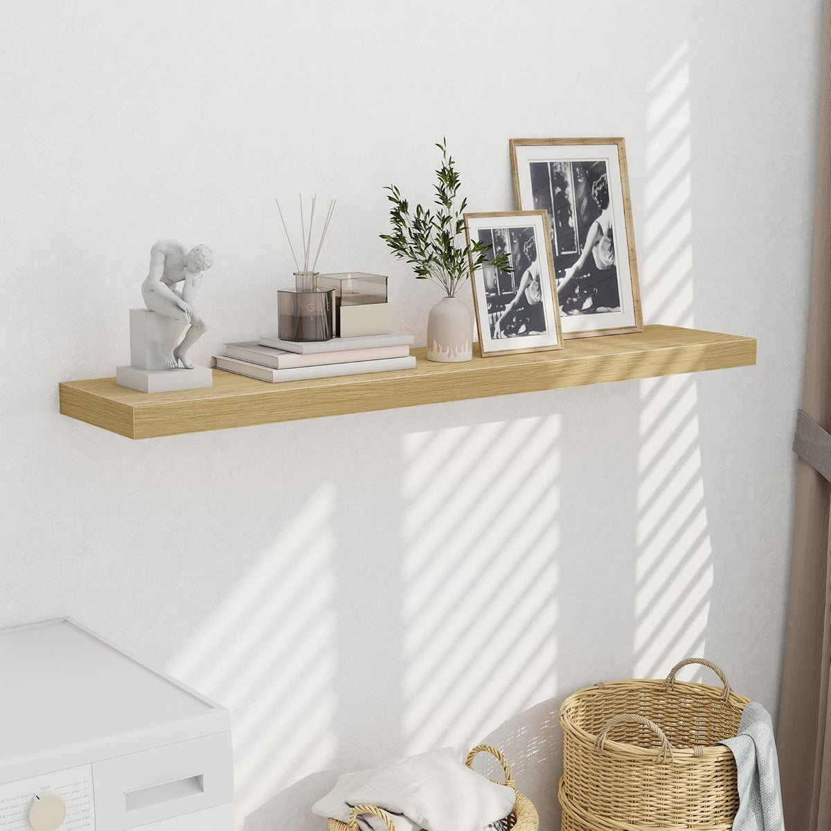 Fun Memories 55 Inch Fireplace Mentel Shelf, 10 Inch Deep Shelves for Display & Wall Storage