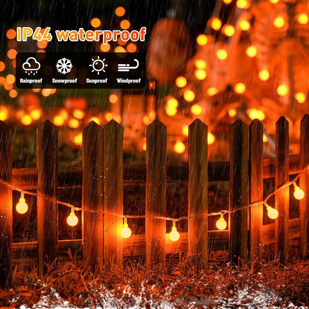 JMEXSUSS Orange String Lights Indoor, Connectable 100 LED Globe String Lights Plug in with Remote