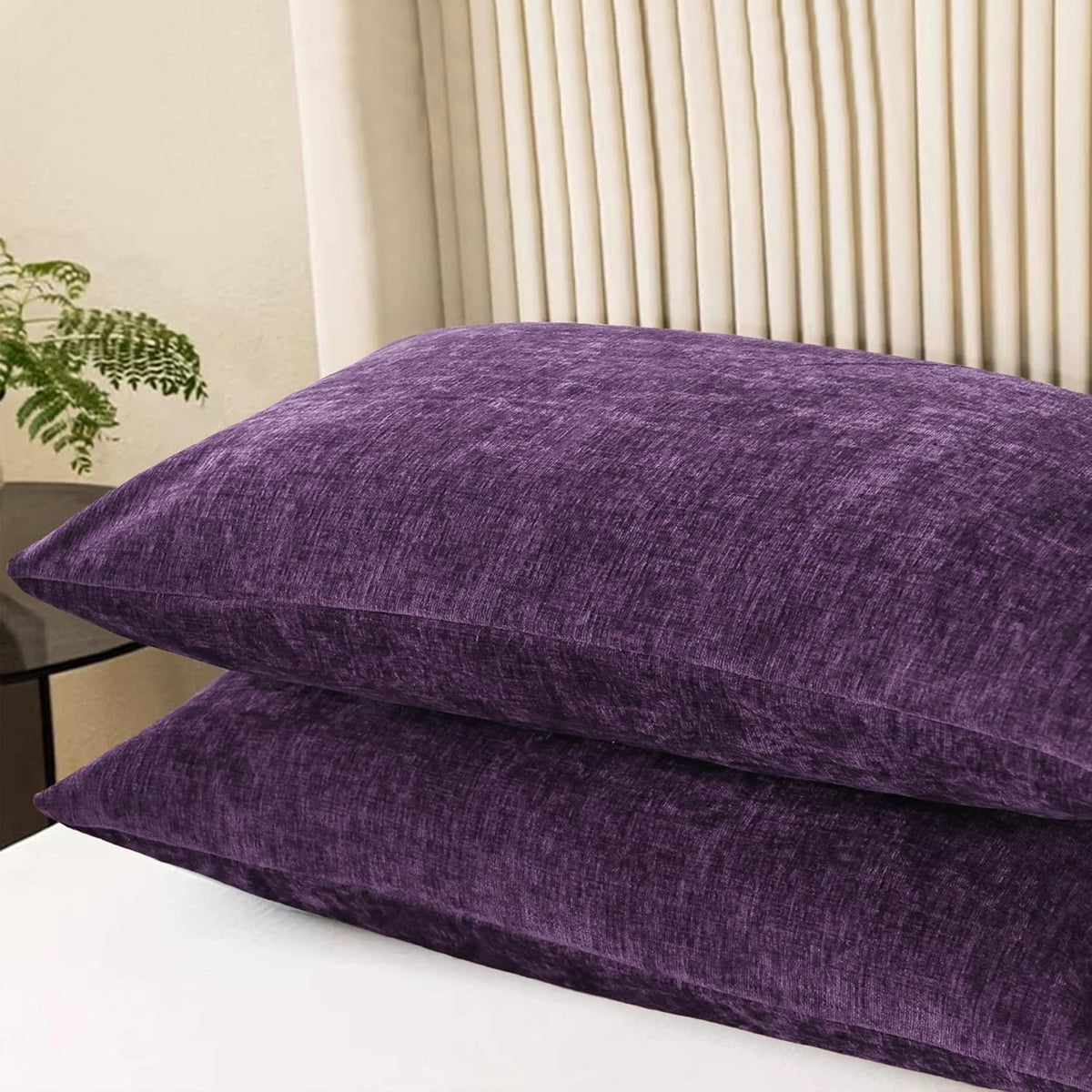 CaliTime Throw Pillow Covers Decorative 20 X 26 Inches Pack of 2 Cozy Chenille Standard Pillow