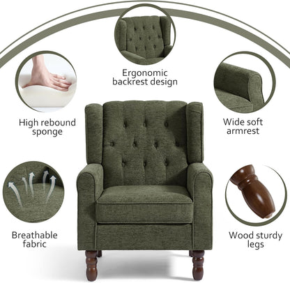 Lumibee High Back Accent Chair,Upholstered Wingback Armchair with Solid Wood Legs for Small
