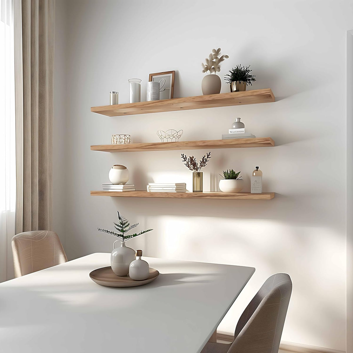 Wood Floating Shelves for Wall Decor, Rustic Wall Shelves for Bedroom Bathroom Kitchen Living Room