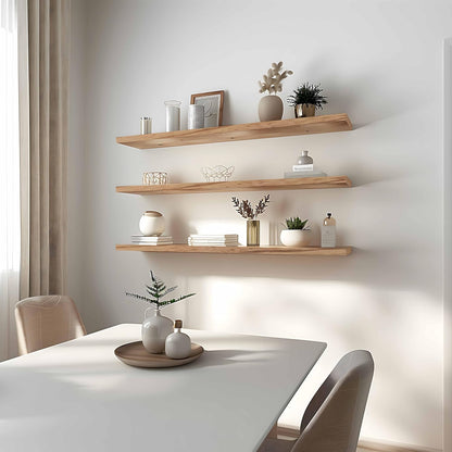 Wood Floating Shelves for Wall Decor, Rustic Wall Shelves for Bedroom Bathroom Kitchen Living Room