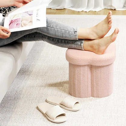 B FSOBEIIALEO Storage Ottoman Cube, Flowers Shaped Ottomans with Storage Foot Stool Footrest for