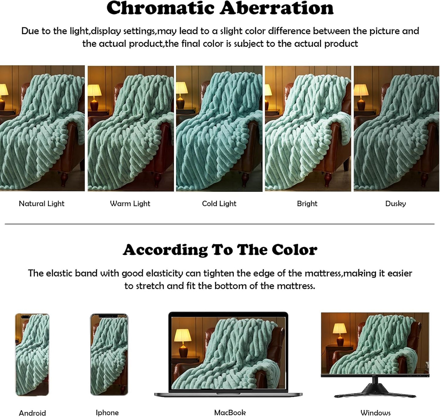 NEWCOSPLAY Faux Fur Throw Blanket New Sage Green 3D Ribbed Plush Thick Warm Blanket for Couch Sofa