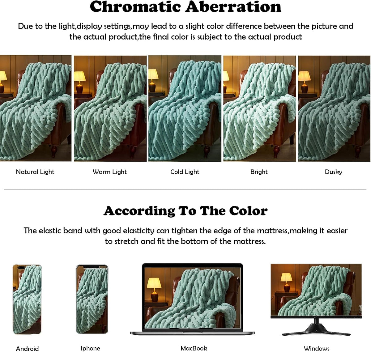 NEWCOSPLAY Faux Fur Throw Blanket New Sage Green 3D Ribbed Plush Thick Warm Blanket for Couch Sofa