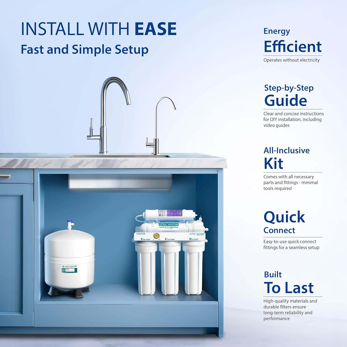 APEC Water Systems ROES-PH75 Essence Series Top Tier Alkaline Mineral pH+ 75 GPD 6-Stage Certified