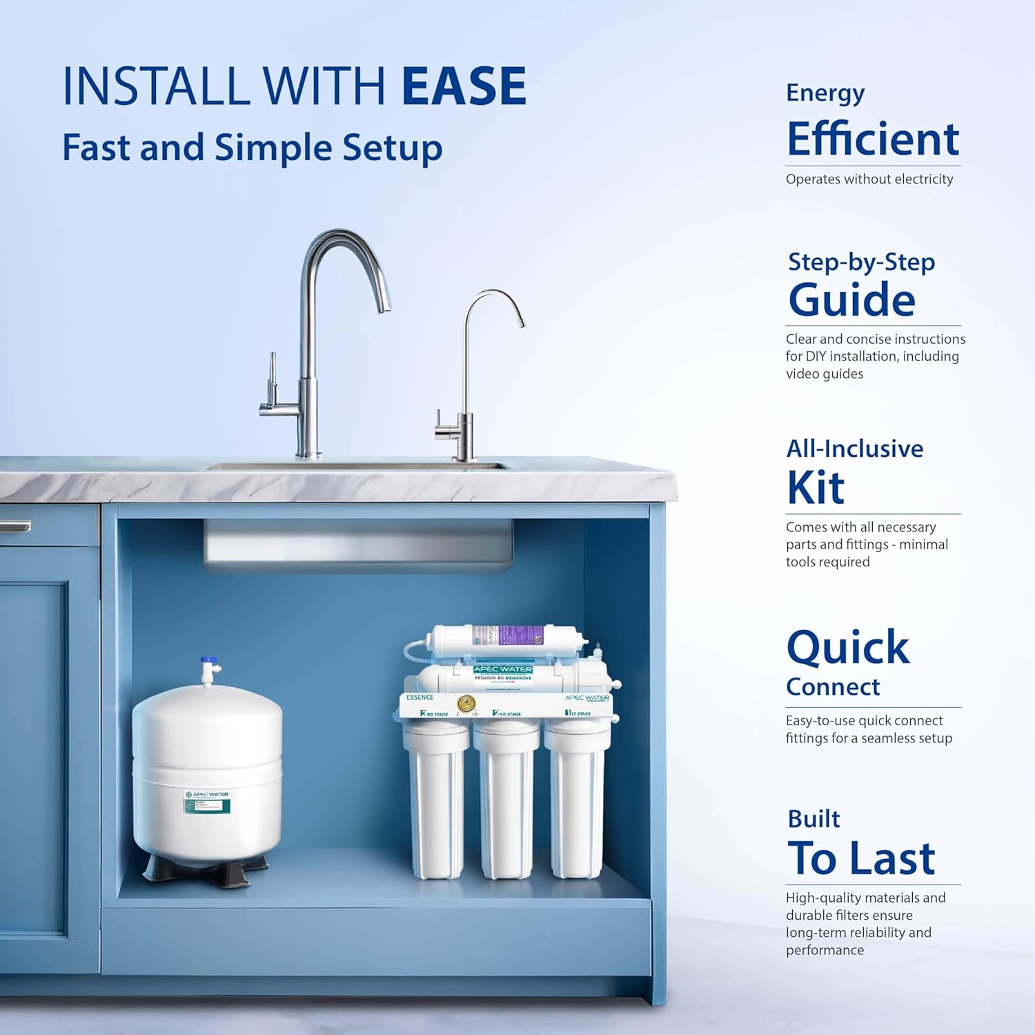 APEC Water Systems ROES-PH75 Essence Series Top Tier Alkaline Mineral pH+ 75 GPD 6-Stage Certified