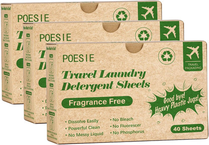 Poesie Laundry Detergent Sheets for Travel Portable Liquidless Cloth Washing Sheets Laundry Strips