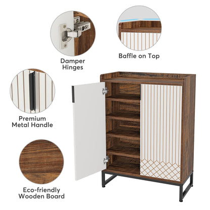 Tribesigns Modern Shoe Cabinet for Entryway, 25 Pairs Shoe Cabinet with Doors, Wood 5-Tier Shoe
