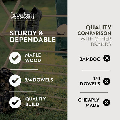 Pennsylvania Woodworks Premium American Maple Clothes Drying Rack - Handcrafted in Pennsylvania