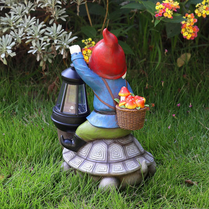 Gnome and Turtle Garden Decor, Large Outdoor Garden Sculptures & Statues, Outside Patio Yard Lawn