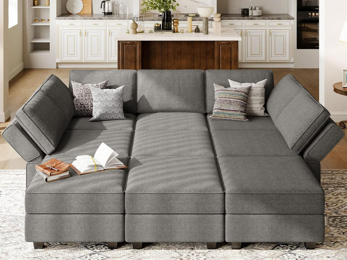 Belffin Modular Sectional Sleeper Sofa Couch with Storage Ottoman Convertible Sectional Couches for