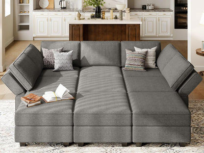 Belffin Modular Sectional Sleeper Sofa Couch with Storage Ottoman Convertible Sectional Couches for