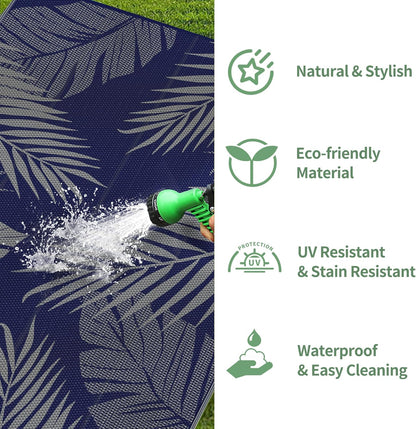 GENIMO Outdoor Rug 3' x 5' Waterproof for Patios Clearance, Reversible Outdoor Plastic Straw