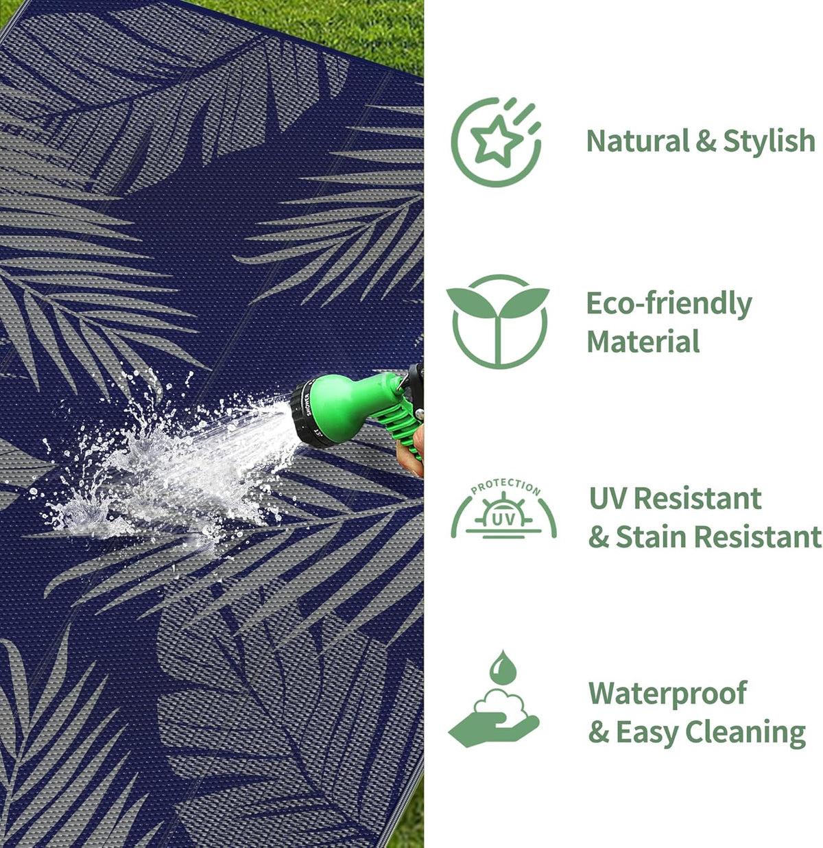GENIMO Outdoor Rug 5' x 8' Waterproof for Patios Clearance, Reversible Outdoor Plastic Straw