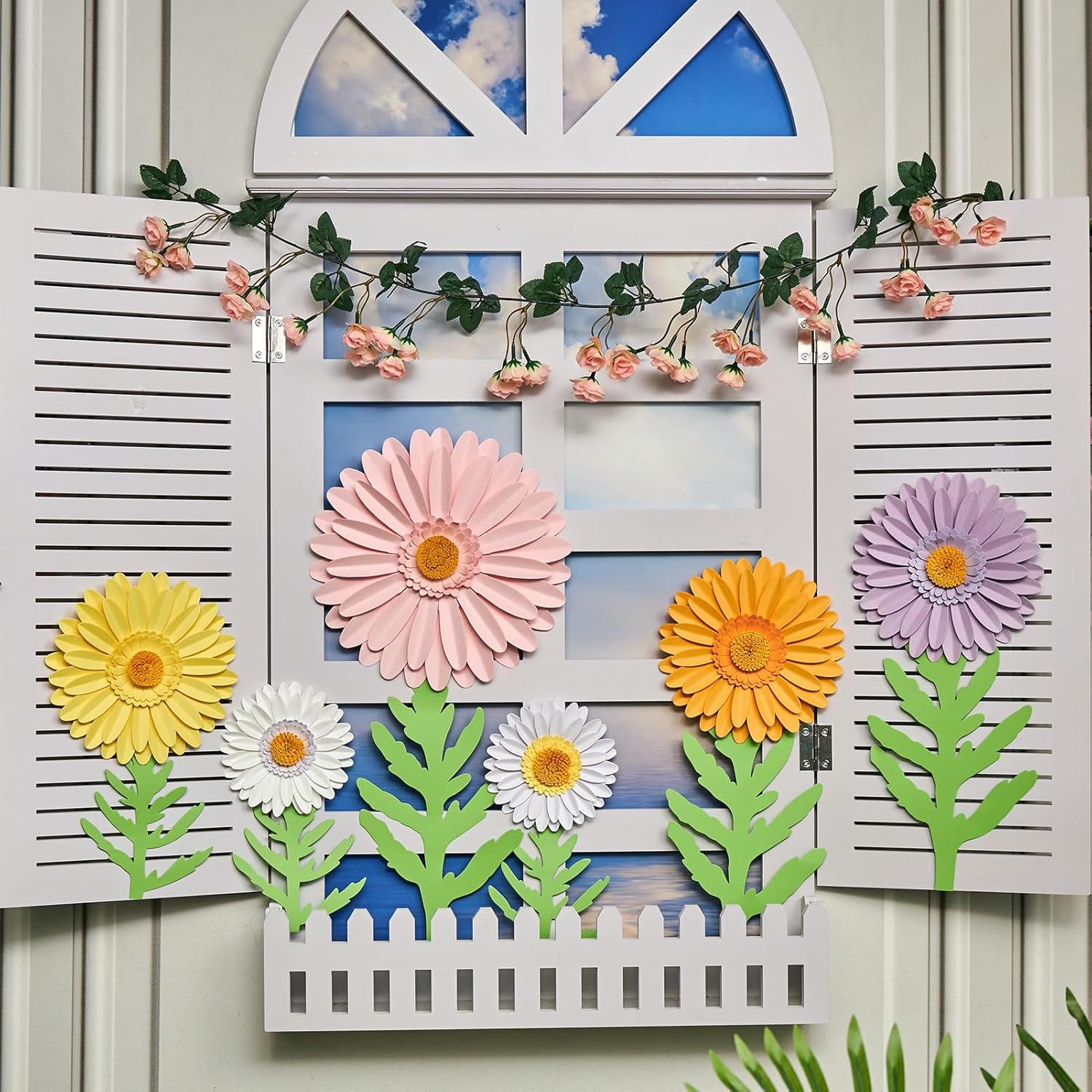 3D Paper Flowers Decorations for Wall, Large Daisy Paper Flowers for Bulletin Board, Wedding, Baby