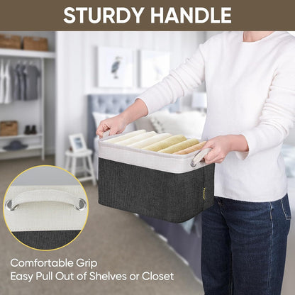 BALEINE 4 Pack Fabric Storage Bins for Shelves, Linen Storage Baskets for Organizing, Decorative
