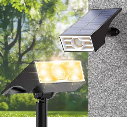 Solar Spot Lights Outdoor, 2 Pack Outdoor Solar Lights for Yard Waterproof, 4 Lighting Modes Solar