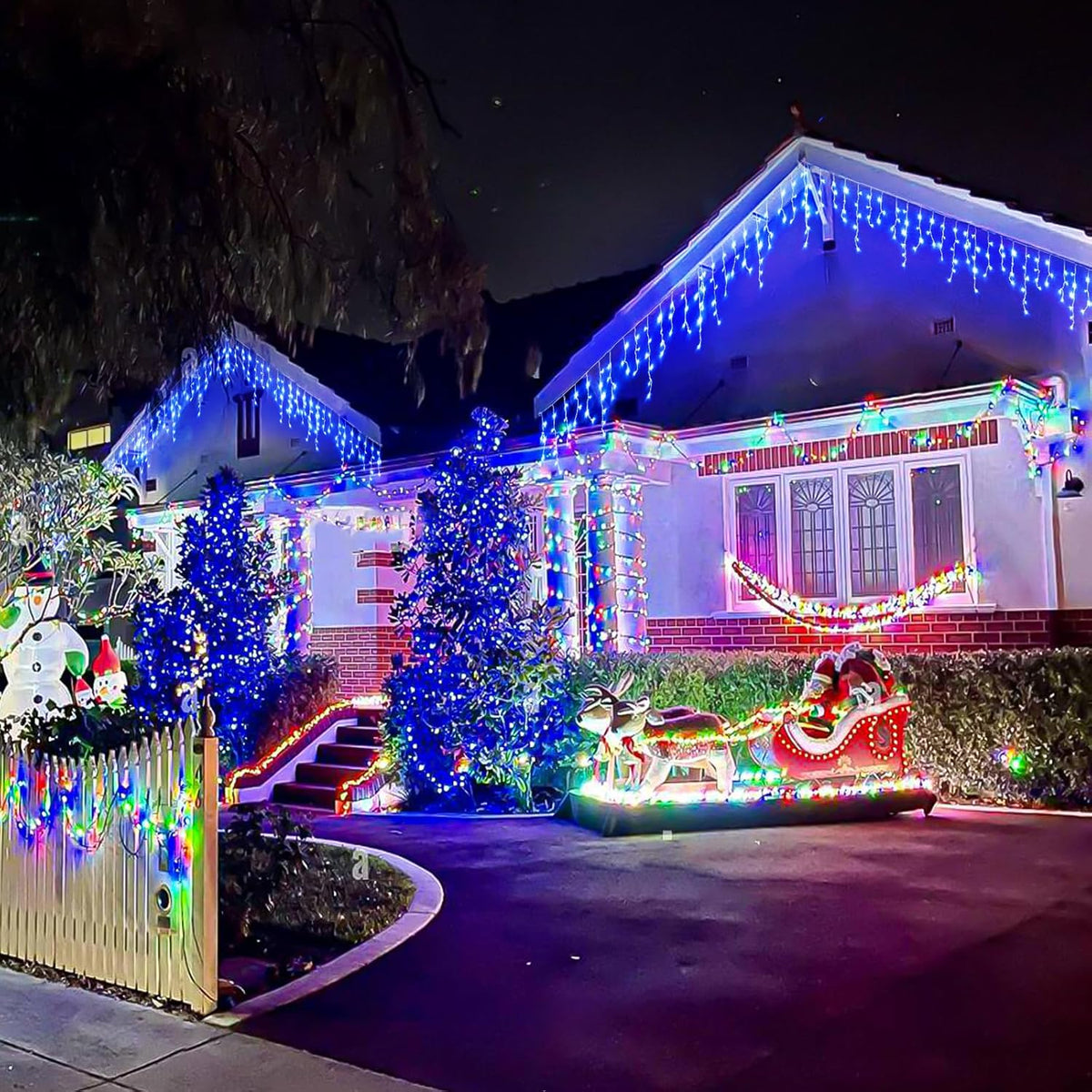 99ft Icicle Lights for Outside, Blue Christmas Lights Outdoor Indoor, 1216 LED Twinkle String Light
