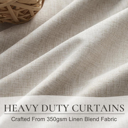 95 Inch Curtains 2 Panel Set,Boho Linen Thick Textured Window Treatments Curtains for Track System