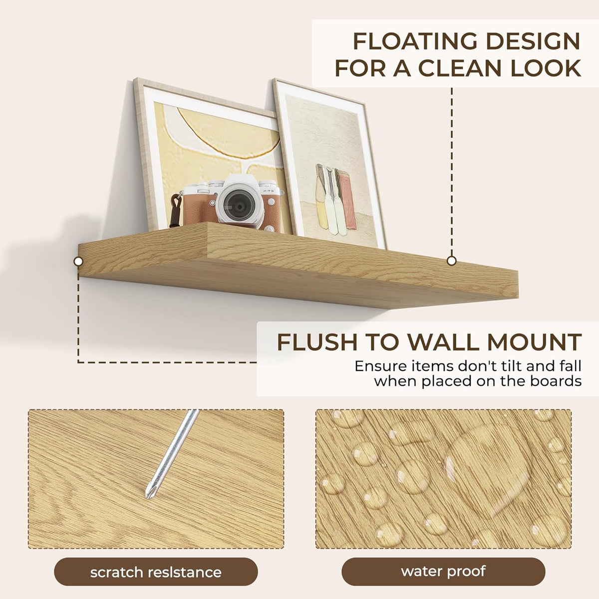 RICHFOCUS 31.5Inch Floating Shelves for Wall 2 Pack Shelves for Bedroom|Kitchen|Bathroom Wall