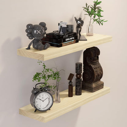BGMG Wood Floating Shelves 24 inch, Wide Rustic Wooden Wall Shelves for Bathroom Living Room