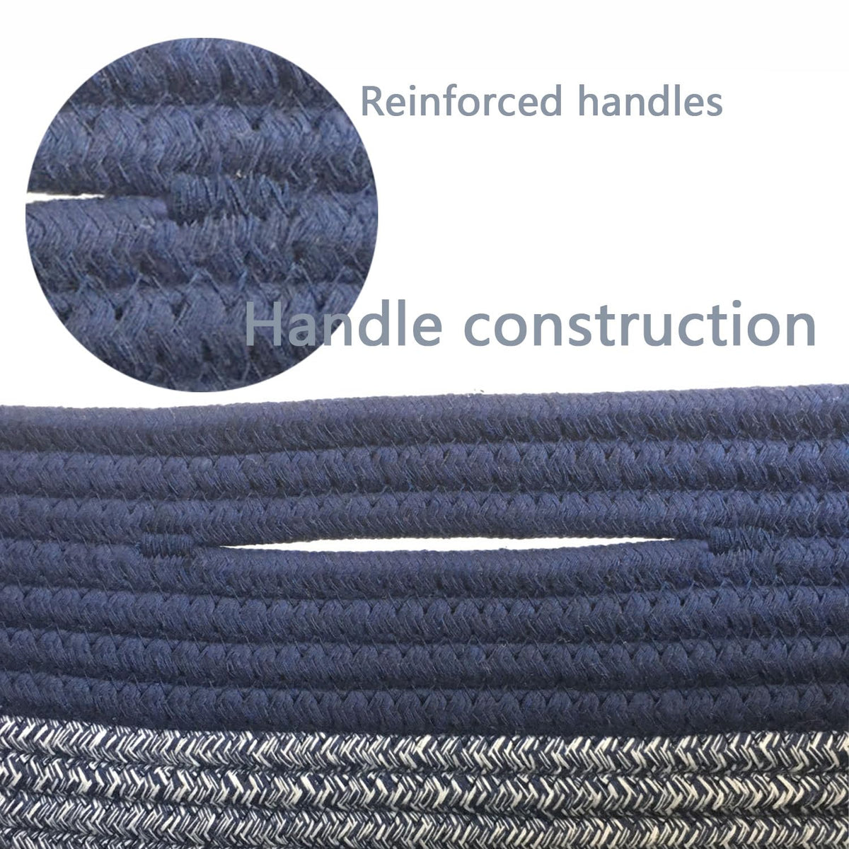COMFY-HOMI Rectangular Cotton Rope Basket With Handles for Shelves|Dog Toy|Baby Gift - Dark Blue