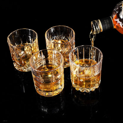 KANARS Whiskey Glasses Set of 4 - Multi Style Crystal Liquor Glasses 10 oz - Rocks Glass Barware