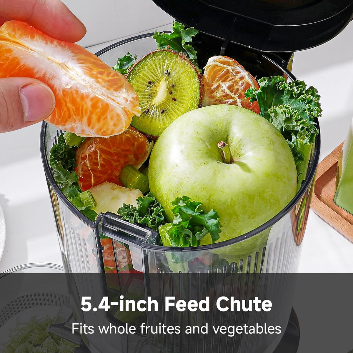 AMZCHEF Cold Press Juicer, Juicers Machines - 5.4" Large Feed Chute for Whole Fruits & Vegetables