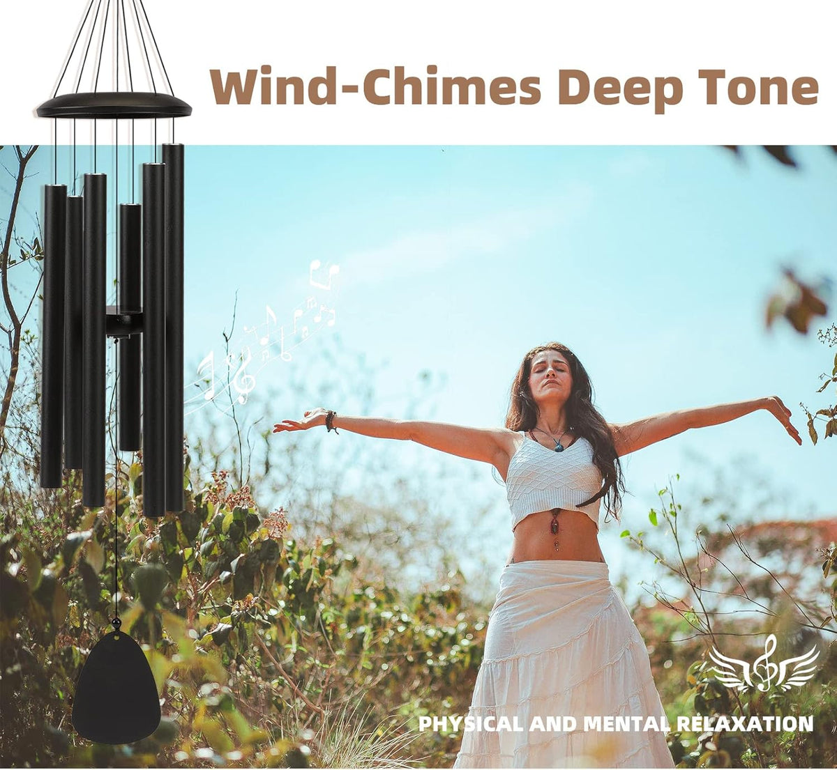Wind-Chimes-Outdoor-Large-Decor, Deep Tone Soothing Melodic Tones Windchimes, Wind Chimes for