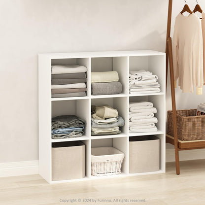 Furinno PELLI Closet Organizers and Storage, 9-Cube Closet Organizer, Open Shelf Closet Storage