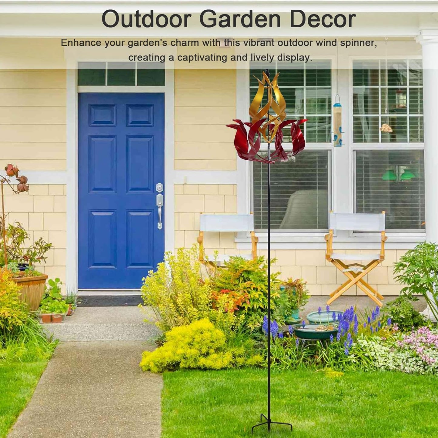 hogardeck Large Wind Spinners Outdoor, 93.3" Metal Tulip Wind Spinner with Stake, 360° Rotating