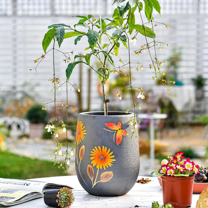 Sungmor 10.6 Inch Ceramic Succulent Plant Pot with Drainage Hole, Hand Painted Flower Pots for