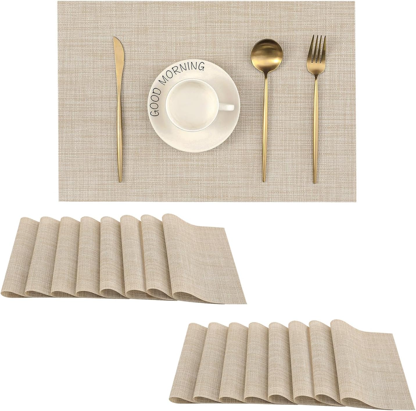 Leetaltree Beige Placemats Set of 16 - Heat Resistant Non-Slip Place mats for Dining Table