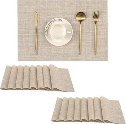 Leetaltree Beige Placemats Set of 16 - Heat Resistant Non-Slip Place mats for Dining Table