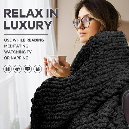 Chunky Knit Blanket - Luxury Soft Cozy 50 * 60 Throw Blanket,100% Woven Blanket Rope Knot Throw