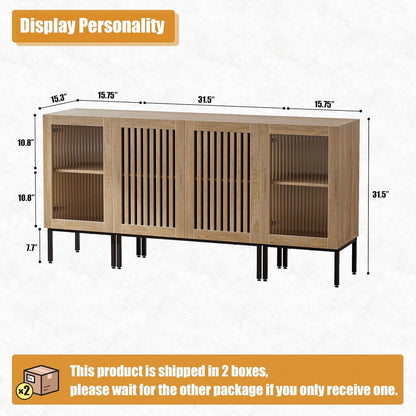 Farmhouse TV Stand for TVs up to 70 Inch, Entertainment Center TV Console with Storage Cabinets and