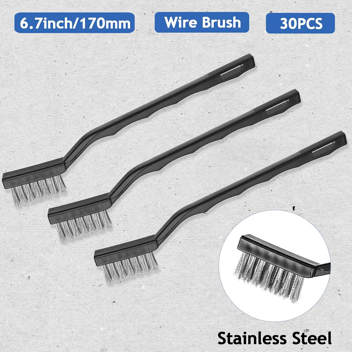 Jeffbaubl 30 Pieces Mini Wire Brush,6.7 Inch Stainless Steel Scratch Brushes,Wire Bristles
