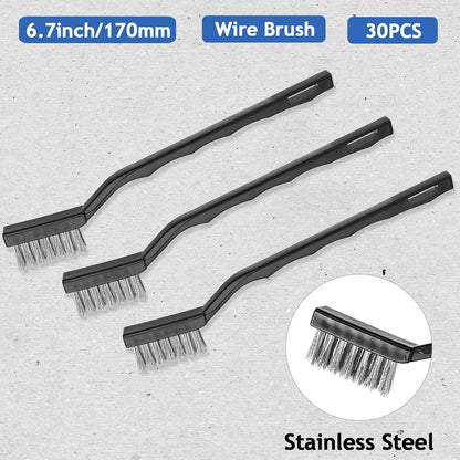 Jeffbaubl 30 Pieces Mini Wire Brush,6.7 Inch Stainless Steel Scratch Brushes,Wire Bristles